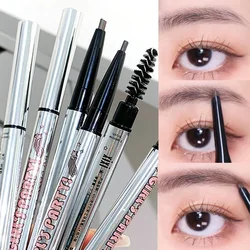Waterproof Rotatable Black Brown Eyebrow Pencil Lasting No Blooming Triangle Smooth Matte Double Head Eyebrow Tattoo Pen Makeup