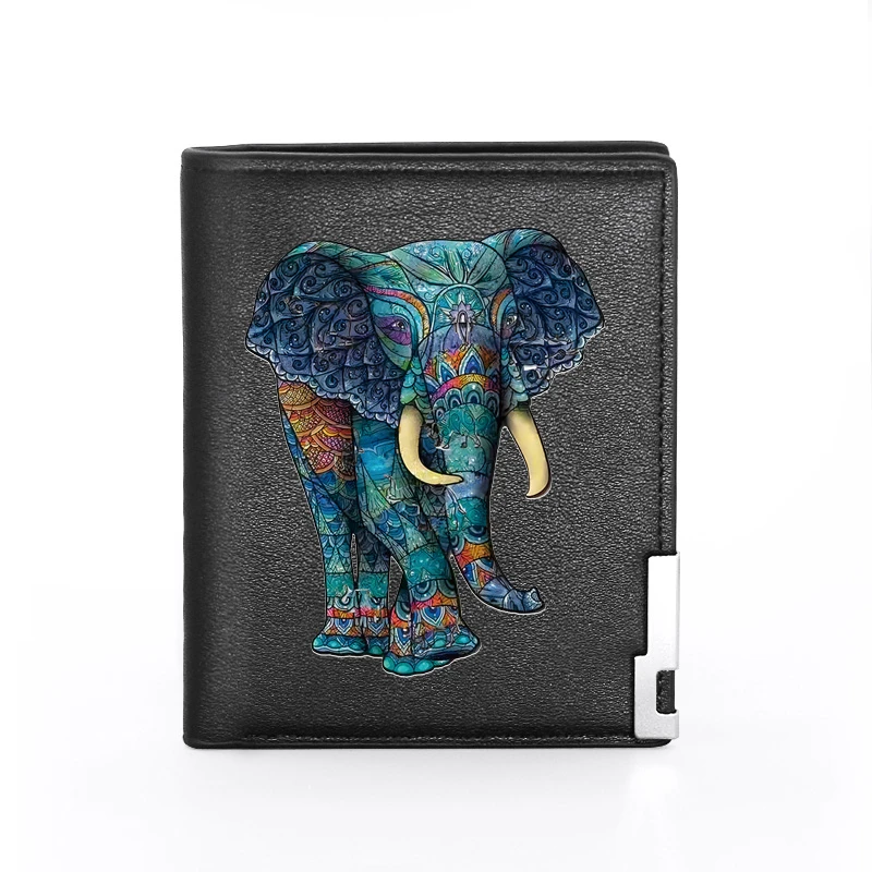 Cartera de cuero con estampado elefante étnico misterioso para hombre y mujer, billetera delgada tarjetas de crédito/identificación, monederos cortos| - AliExpress
