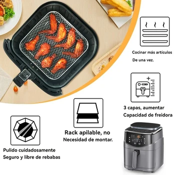 Air Fryer Rack for Ninja Dual Stainless Steel Grilling Rack Rectangle Hot Airfryer Basket Tray Accessories 2