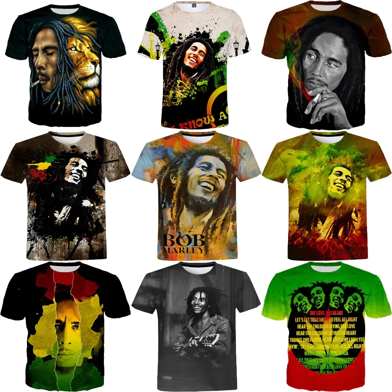 3D Singer Bob Marley Reggae Printing T Shirt Children Fashion Streetwear Tee Shirts Men Harajuku Clothing Quick Dry T-shirts Tee
