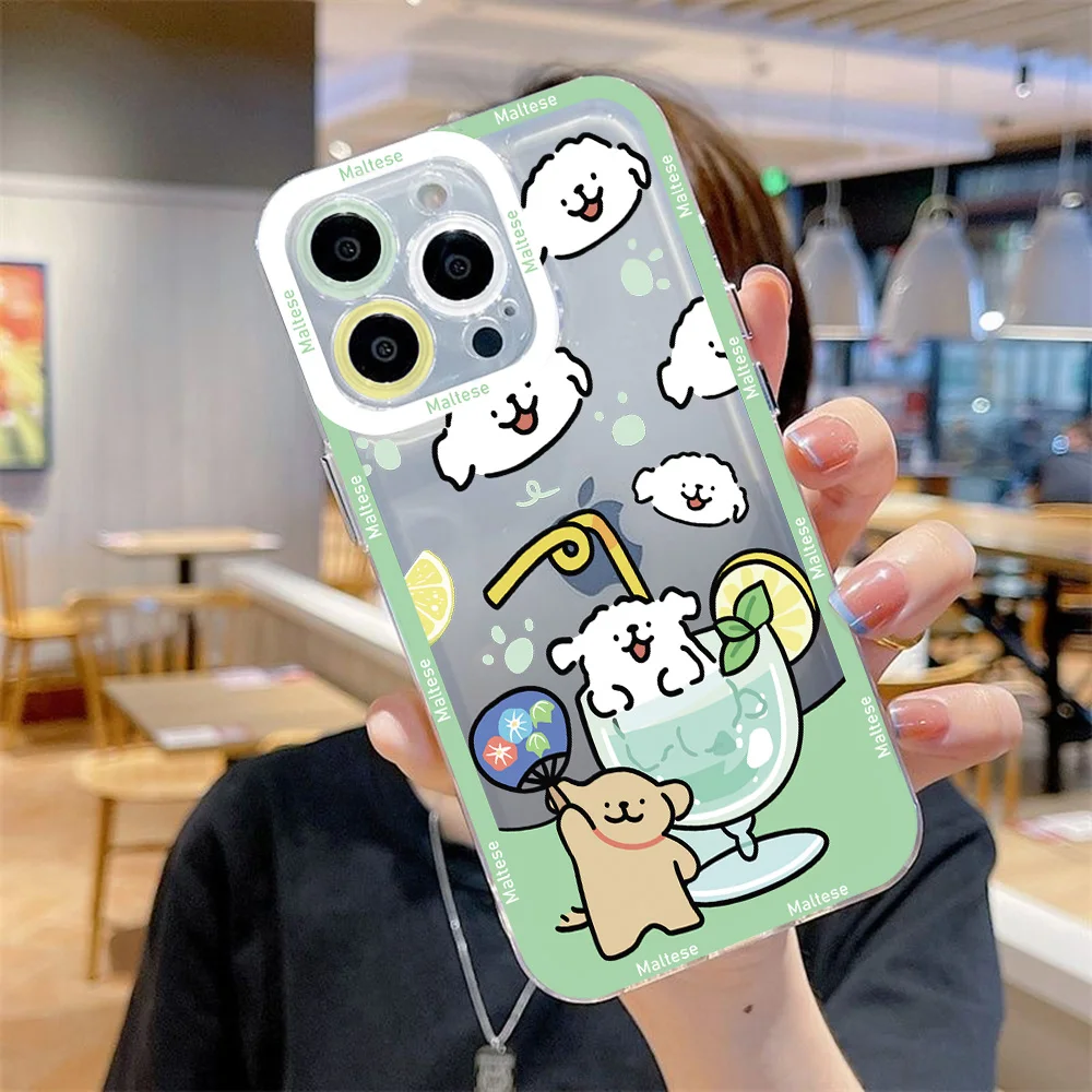 Summer Line Puppy Maltese Clear Soft Phone Case