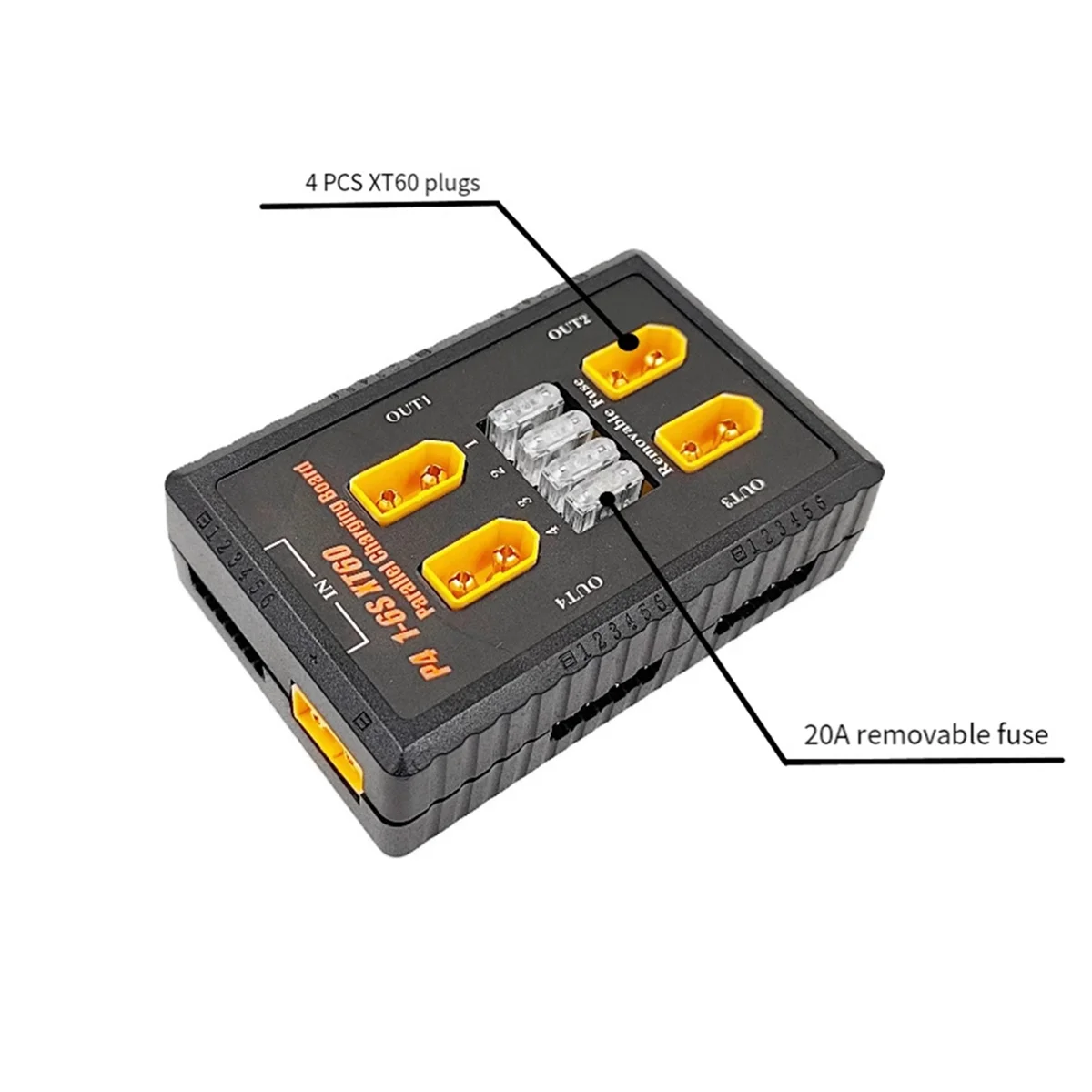 Параллельная зарядная плата XT60 1-6S 4 канала 20A для аккумуляторов RC