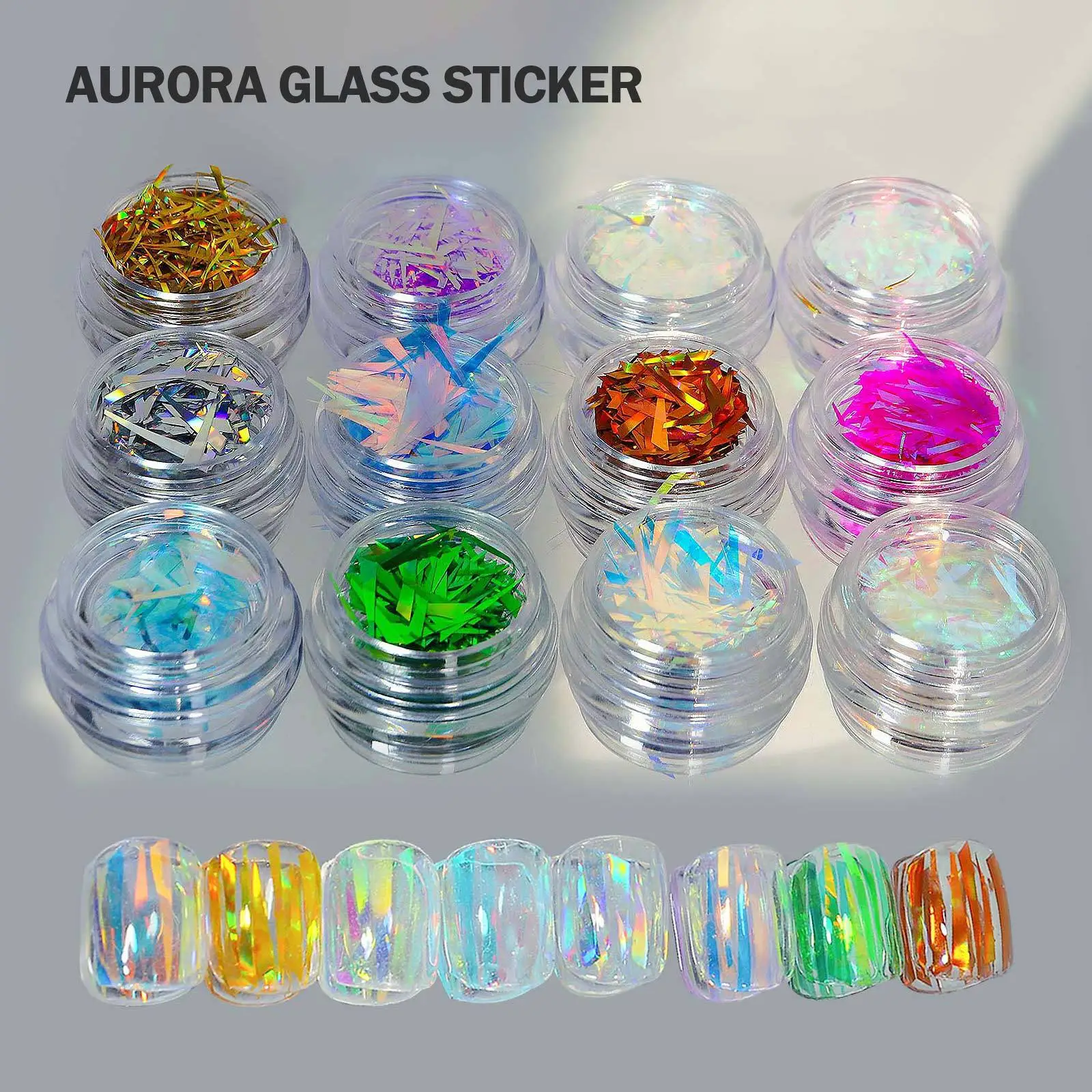 32 Colori Di Carta Di Vetro Rotto Aurora Nail Sticker Irregolare Ice Cube Flake Adesivo Magic Mirror Paper Foils Diynail Art Decoration