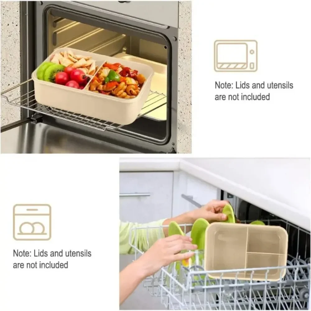 Lunch Box with Tableware for Office Workers Square Divided Microwave Oven Bento Box Leakproof Food Container for Picnic Camping - 4