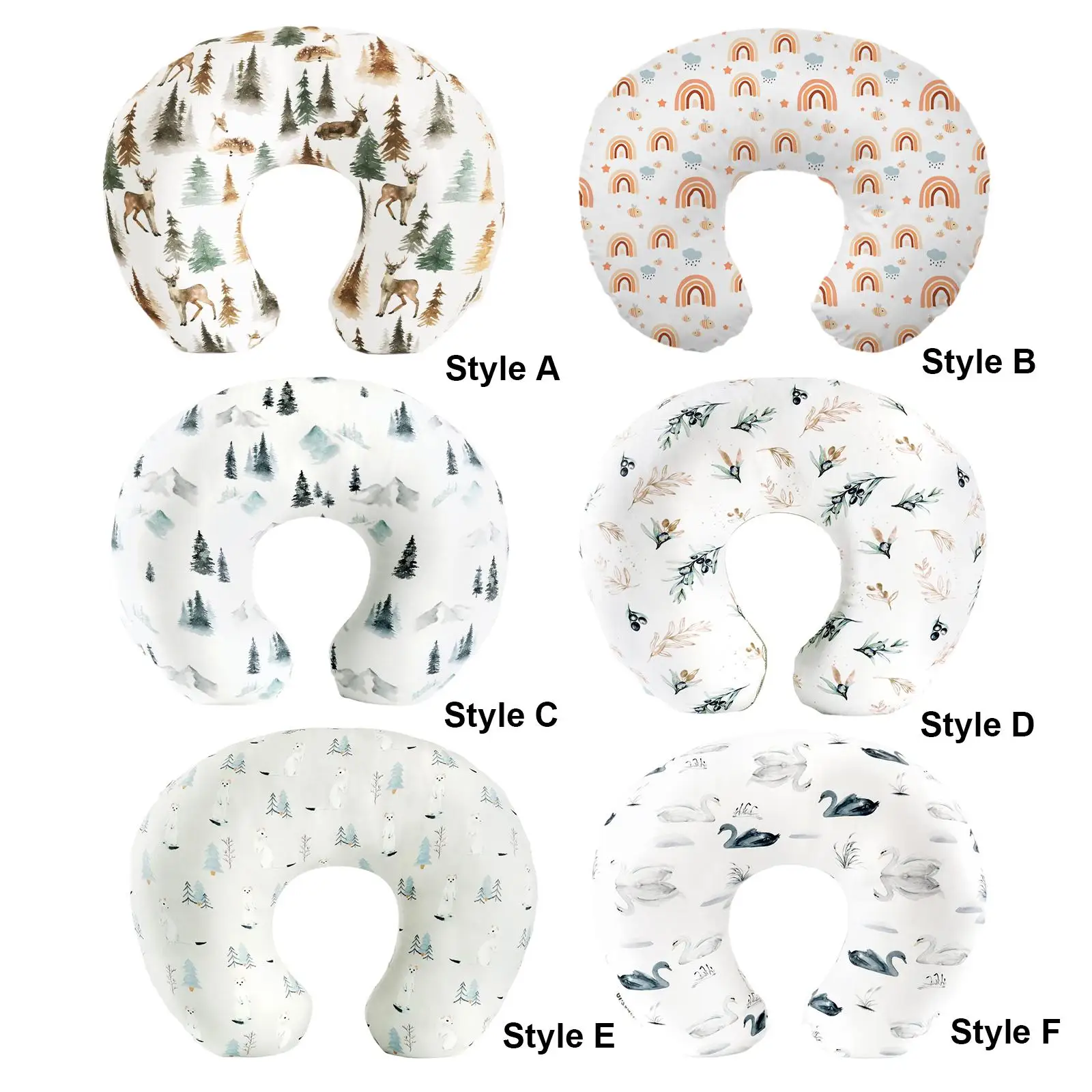 Feeding Pillow Cover U Style Shape Comfortable Breathable Pillow Case Replacement Feeding Cushion Cover for Breastfeeding Women