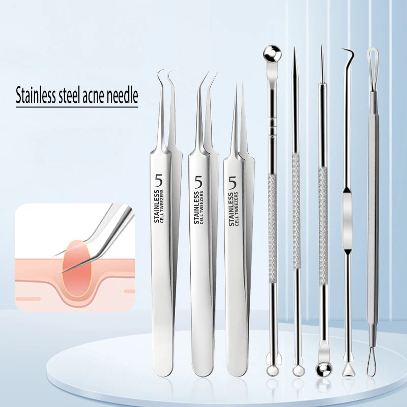German Ultra-fine No. 5 Cell Pimples Blackhead Clip Tweezers Beauty Salon Special Scraping & Closing Artifact Acne Needle Tool 2
