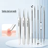 German Ultra-fine No. 5 Cell Pimples Blackhead Clip Tweezers Beauty Salon Special Scraping & Closing Artifact Acne Needle Tool 2