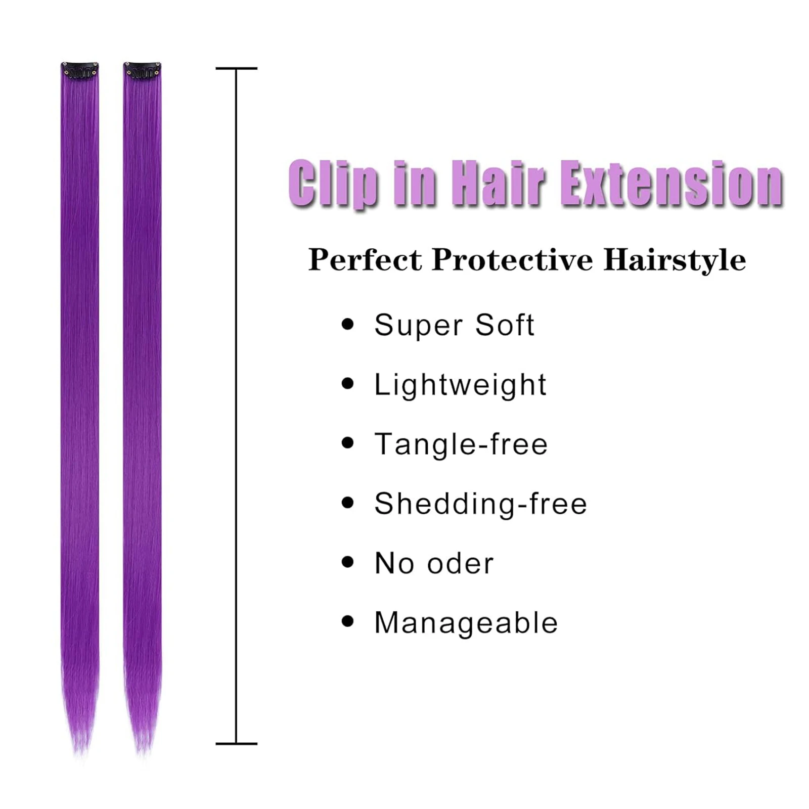 10PCS Colored Synthetic Hair Extensions Clip in Colorful Hair Extensions Rainbow for Kids Women's Gifts hair extensions