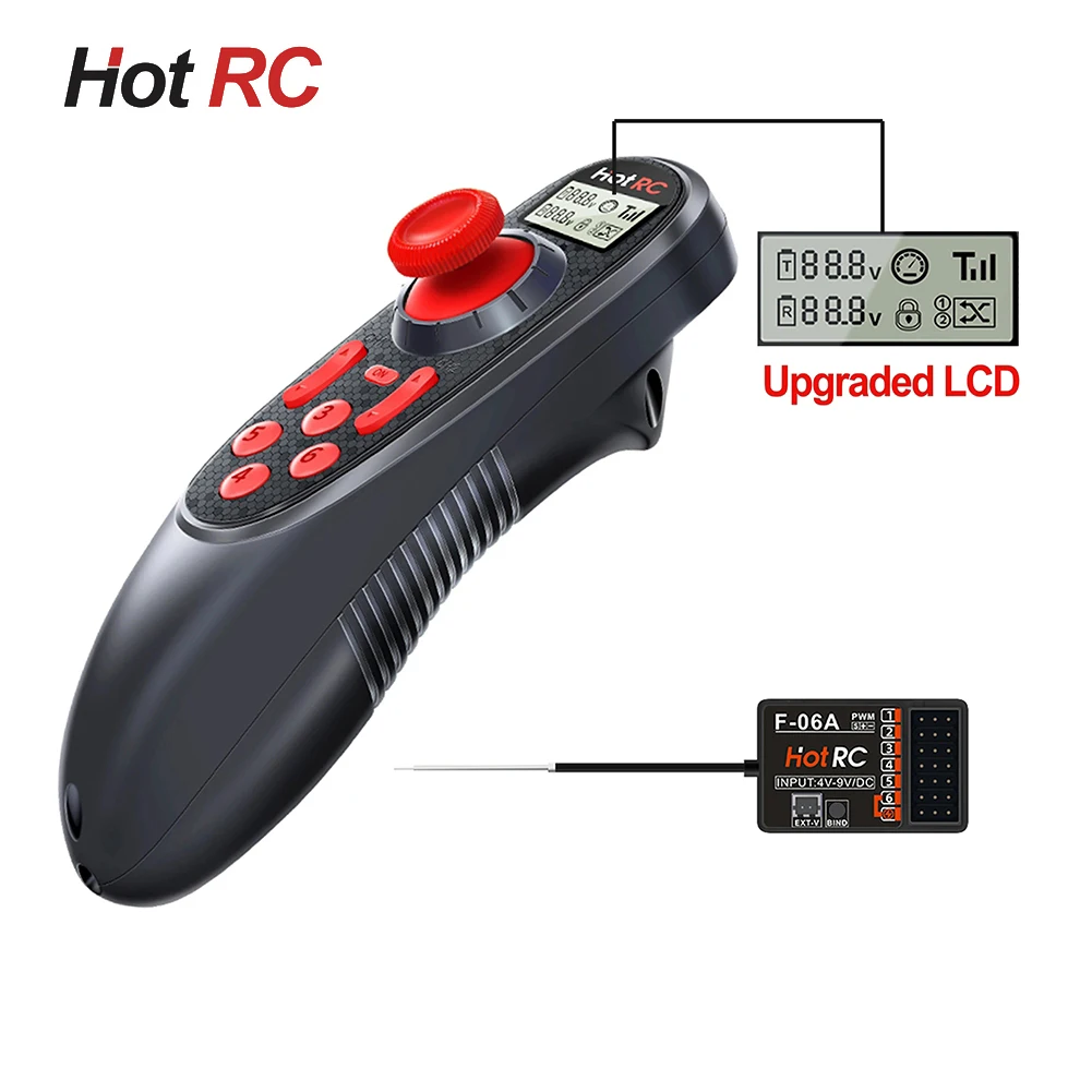 Télécommande RC HotRC DS600 8CH 2,4 GHz Avec Récepteur - Pour Voitures 1/10 à 1/6