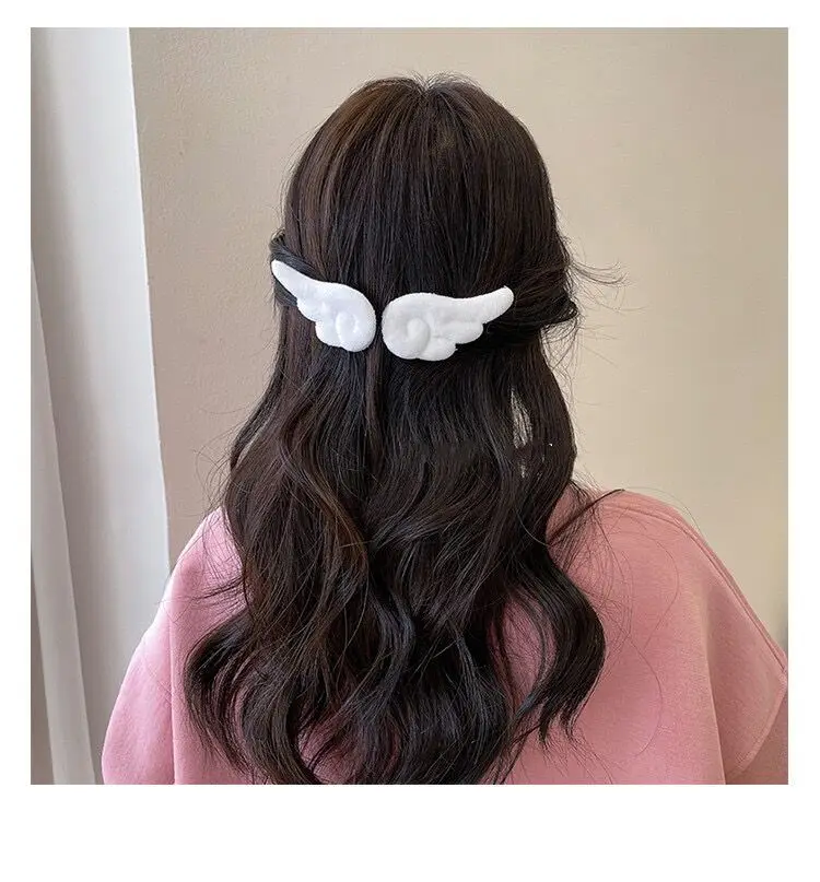 2Pcs 7cm Angel Wings Super Cute Angel Wing Plush Hairpin Girl Hair Clip Accessories Barrettes Hairgrip Headdress Headwear