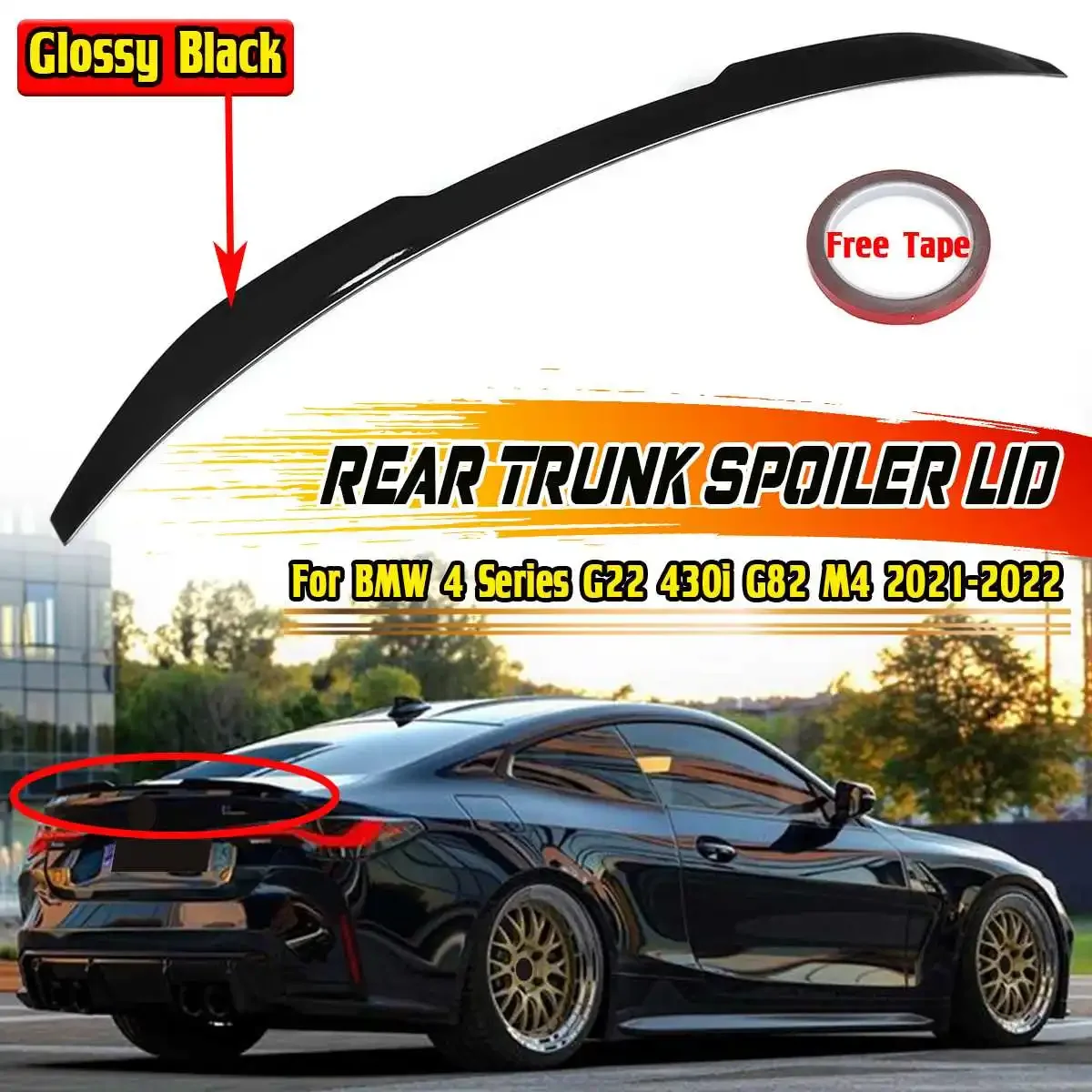 Nuovo G82 Car Rear Trunk Spoiler Lip Boot Wing Lip M4 Style Per Bmw Serie 4 G22 430I G82 M4 2021-2022 Posteriore Tronco Ala Spoiler Lip
