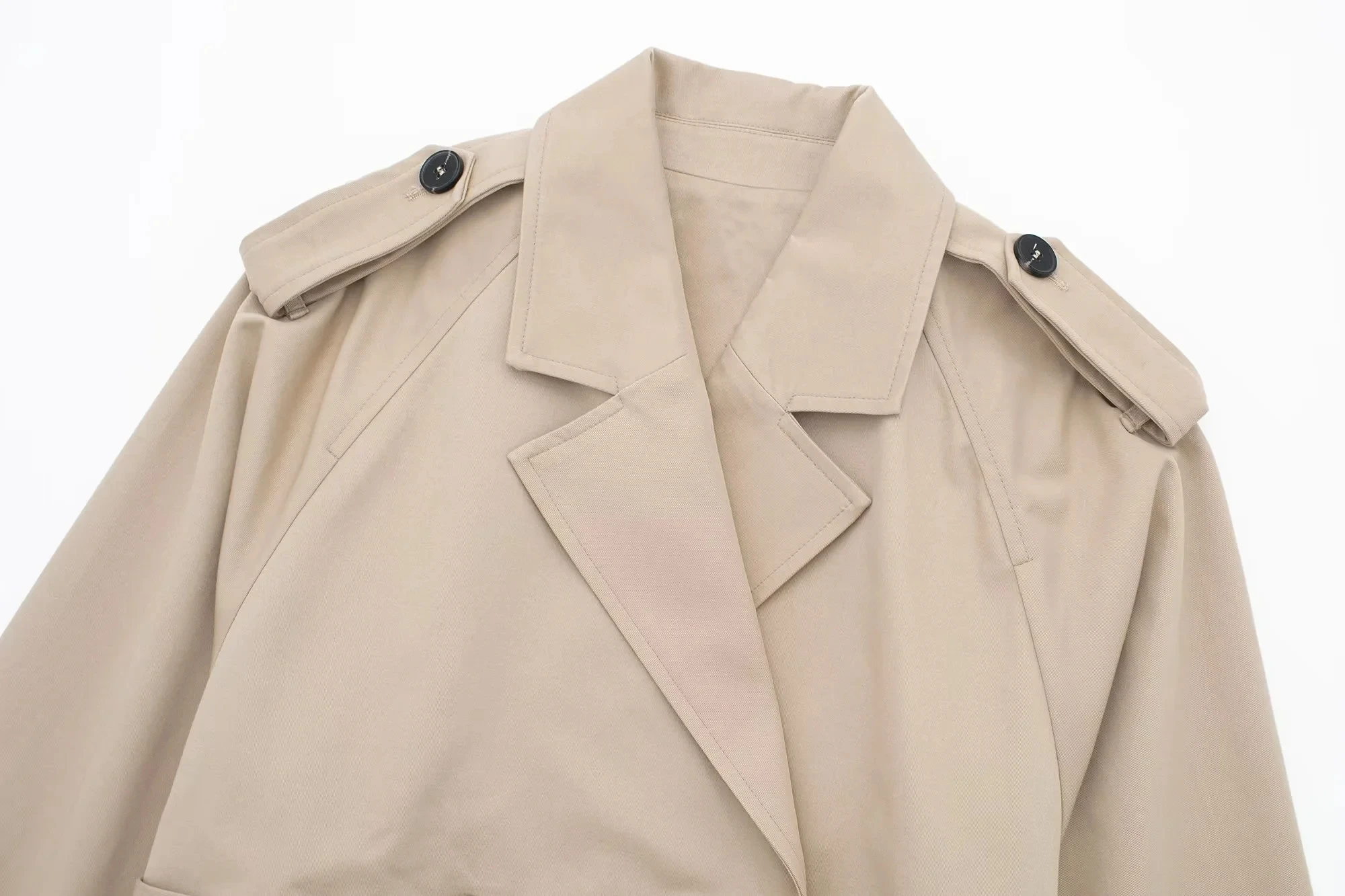 2023 herbst Mode Frauen Khaki Abgeschnitten Mantel Vintage Solide Langarm Mäntel Chic Tops Weibliche Casual Kleidung Streetwear – Detail 13