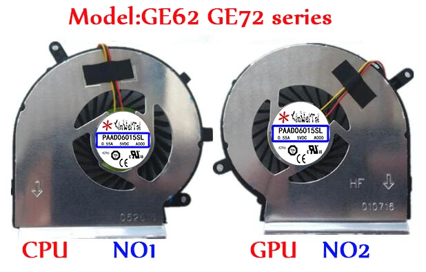 PAAD06015SL вентилятор для MSI GE62 GE72 PE60 PE70 GL62 N303 N302 GE60 A166 MS-16GA 16GC MS-16GH MS-16GF GL72 GE70 1756 series