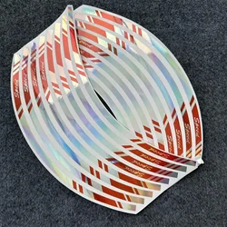 Vibrant Rainbow Wheel Stickers - 17 Rim Tape for Car and Motorcycle Styling (Red Rainbow)