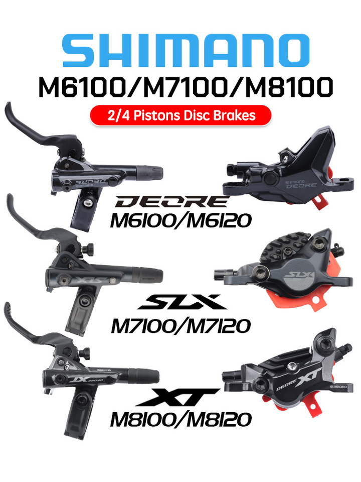 SHIMANO M6100 M7100 M8100 M8120 MTB Bicycle HYDRAULIC DISC BRAKES Pads 2  4 PISTON Front Rear Mountain Bike BRAKE Deore XT SLX