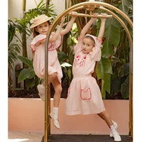 Collection AP Venice Pink SS26, robe à manches volantes brodée de fleurs pour filles, adorable combinaison pour bébé, ensemble de vêtements en lin et coton 2