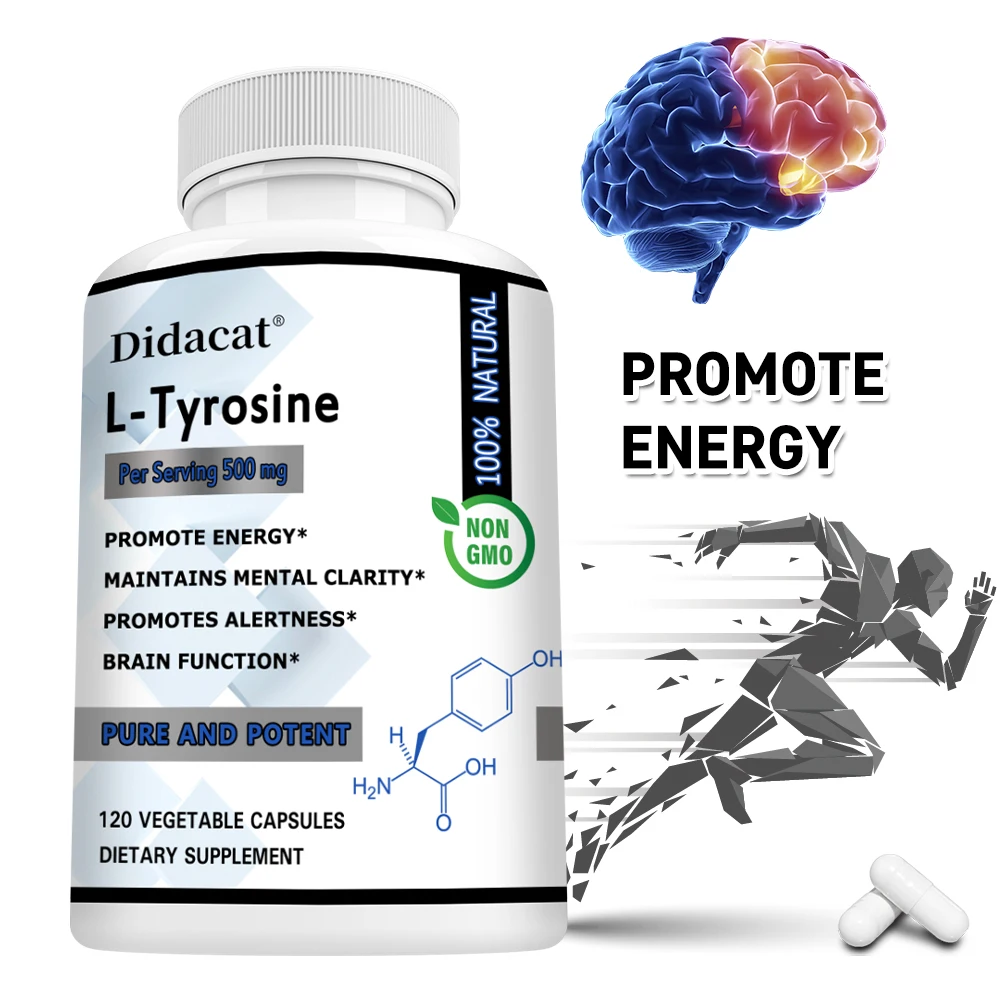 L-Tyrosine Supplement 500 mg, Supports Mental Alertness, Neurotransmitter Support, Immunity, Cellular Energy, Focus