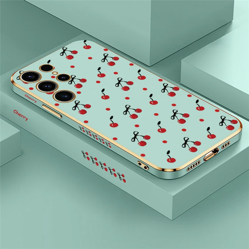 Fashion Cherry Bow Pattern Plating Silicone Phone Case