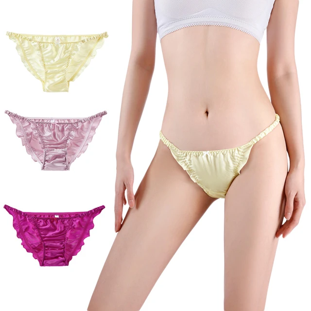 Sexy Ruffles Satin Panties Women Glossy Underwear Comfort Soft Low Waist  Elasticity Briefs Lingerie Female Intimate Underpants - Panties - AliExpress