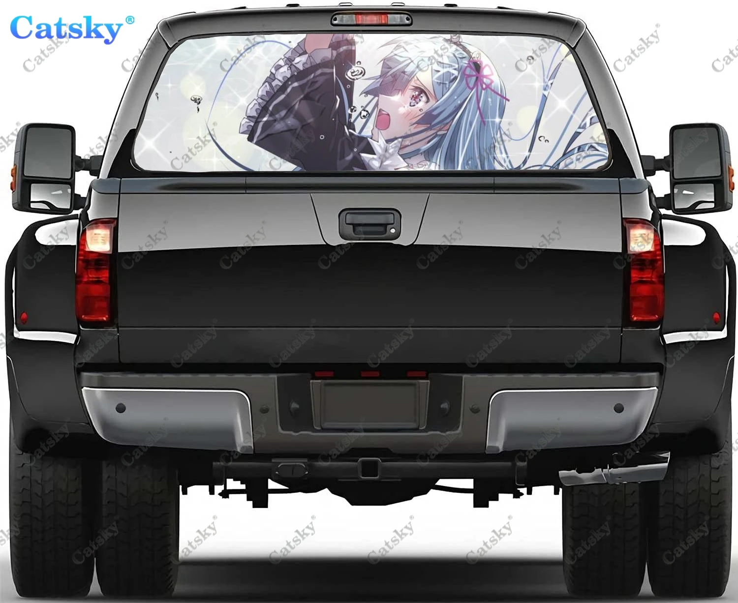 

Japanese anime Girl Re:Zero Rear Window Stickers Windshield Decal Steed Truck Rear Window Decal Tint Perforated Vinyl Graphic