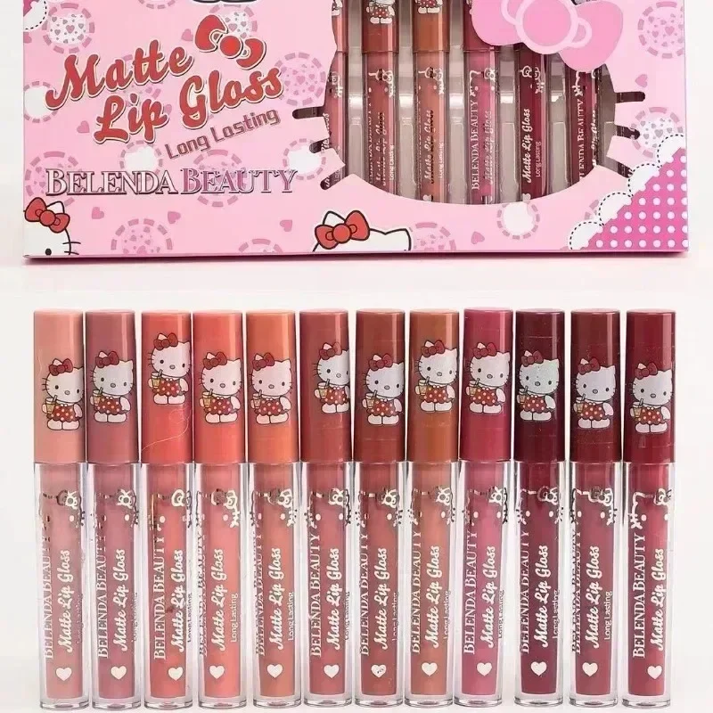 

Anime Sanrio Hello Kitty Lipsticks Lip Makeup Matte Velvet Lipstick Lip Gloss Red Sexy Cosmetic Nude Long Lasting Non-marking