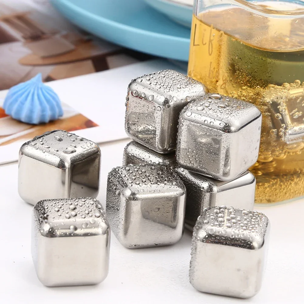 Ice Cubes Whiskey Stones 1cs Stainless Steel Whiskey Stones Ice Cubes Wine Beer Cooler Bar Cooler Chilling Stone Rocks For Whiskey Wine Party Bar Tools