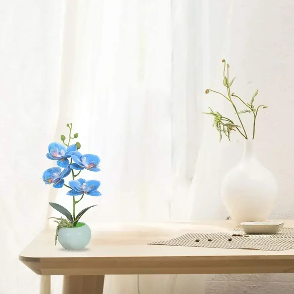 Orchidea artificiale decorativa con vaso per scrivania e casa