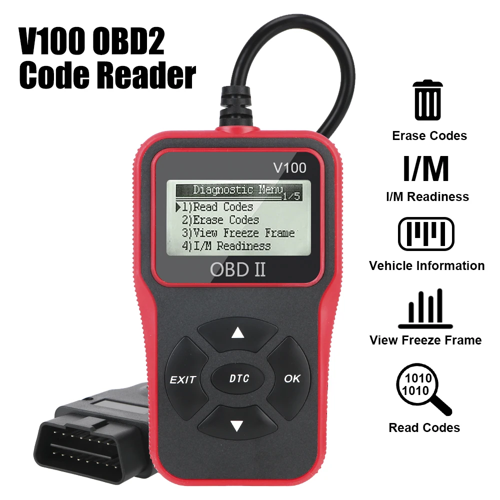 

Auto Accessories OBD 2 Scanner V100 Plug and Play Universal Digital Display Car Diagnostic Tools OBD2 Code Reader 16 Pin