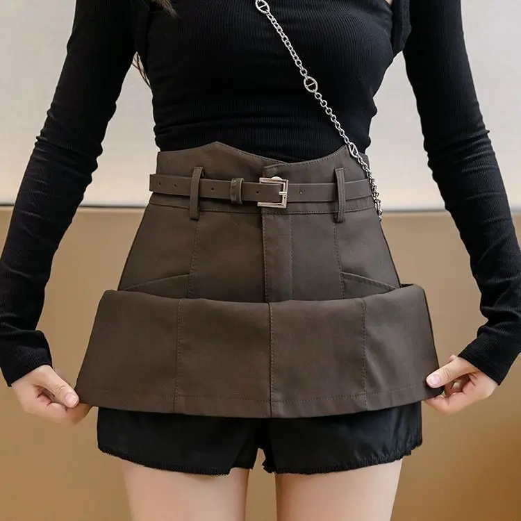 New Autumn Winter Small Leather Skirt Short Women's High-waisted A-line Skirt Small Slim Hip-hugging Skirt PU Half-length Skirt 3