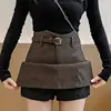 New Autumn Winter Small Leather Skirt Short Women's High-waisted A-line Skirt Small Slim Hip-hugging Skirt PU Half-length Skirt 3