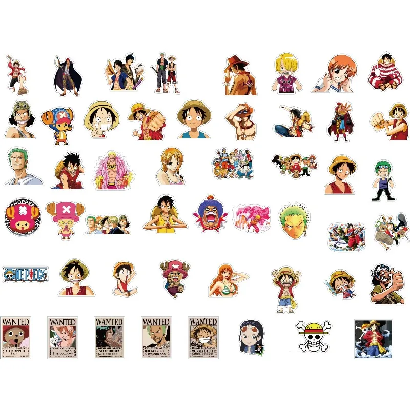 50-Pack One-Piece Cartoon Stickers for Personalization and Decoration
