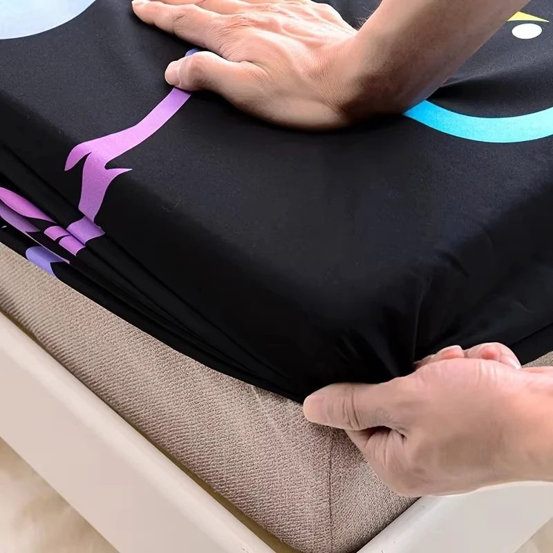 3D Cute Cat Fitted Sheet Set Dustproof Non-slip All Season Mattress Protector Soft Breathable Bedding Set With Deep Pocket 5