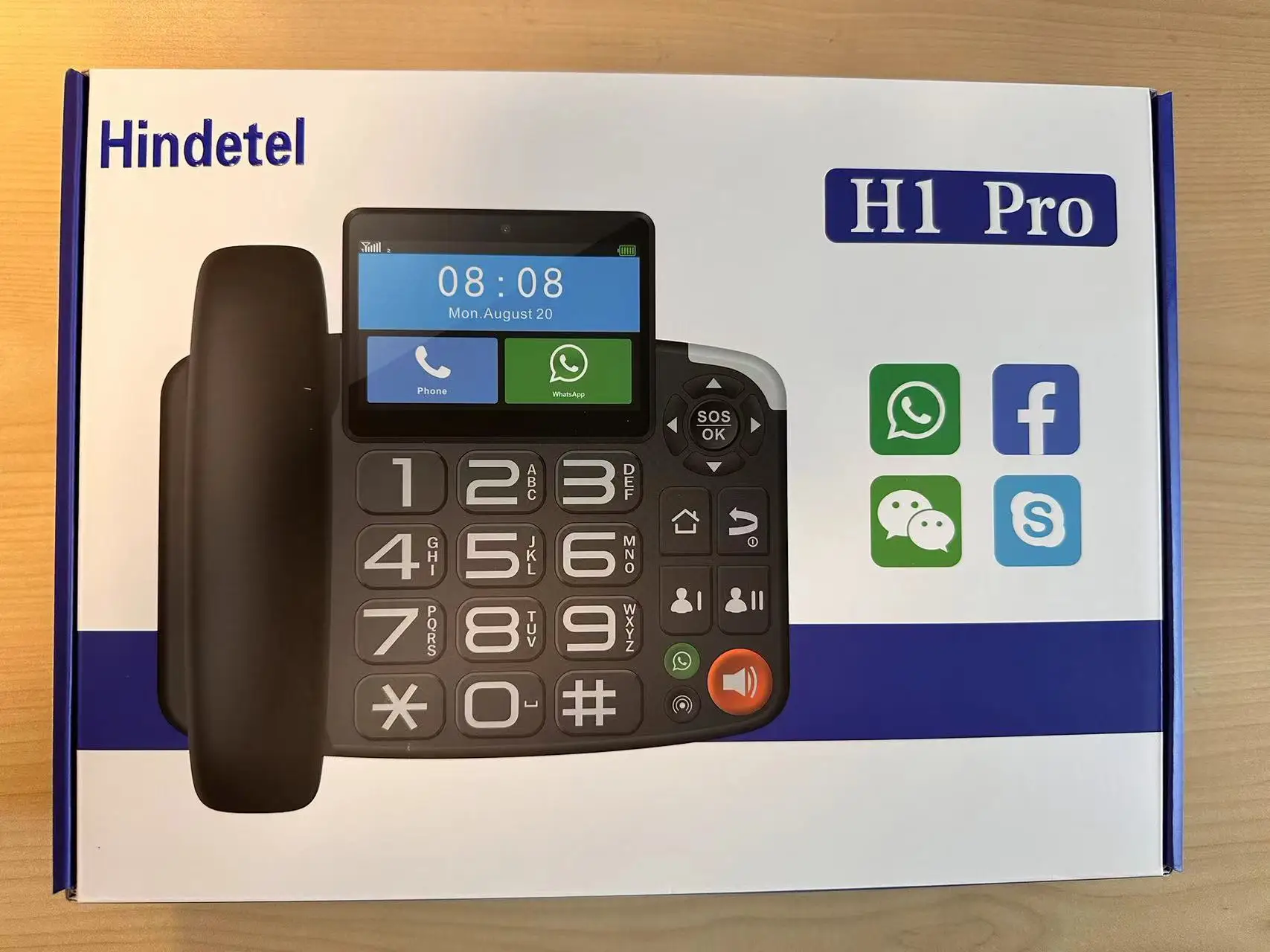Lychee Quad Band GSM Wireless Fixed Phone - Dual SIM, Multi-Language, Large Backlit Screen, Desk With Cable