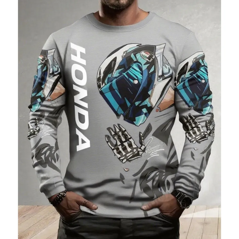 스켈레톤 핸드 모토시클리스타 바이커 데포르티바 혼다 빠른 건조 긴 소매 혼다 라이딩 티셔츠 남성과 여성을위한 탑