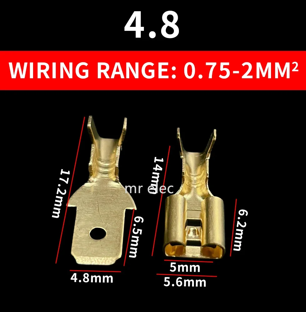 100Pcs 2.8mm 4.8mm 6.3mm Plug Spring Female Male Spade Cold Crimp Terminals Car Speaker Electrical Wire Connectors Set wire connector terminals,wire connector,electrical connectors,electrical connector,cable connector,speaker terminal connector