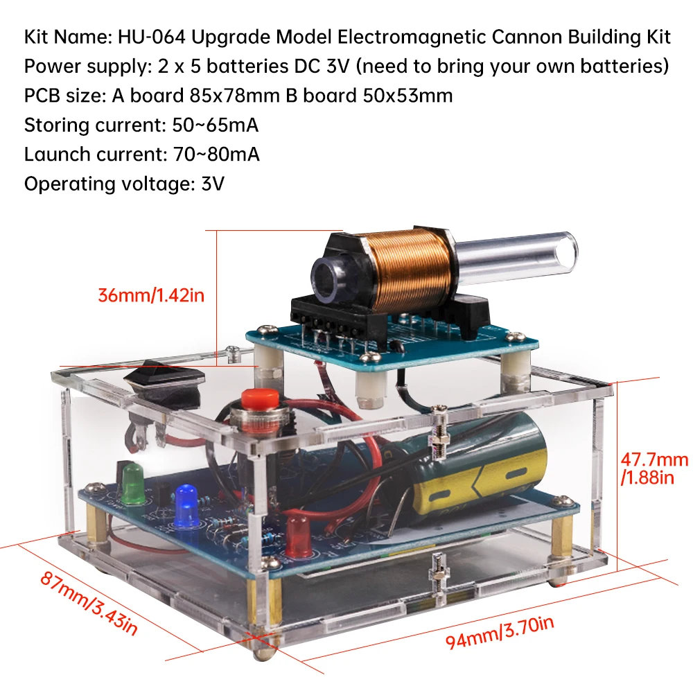 EIELE Elektronische lasset, elektromagnetische zender, creatief schietspel, mini-spanningsomvormermodule, solderen vereist