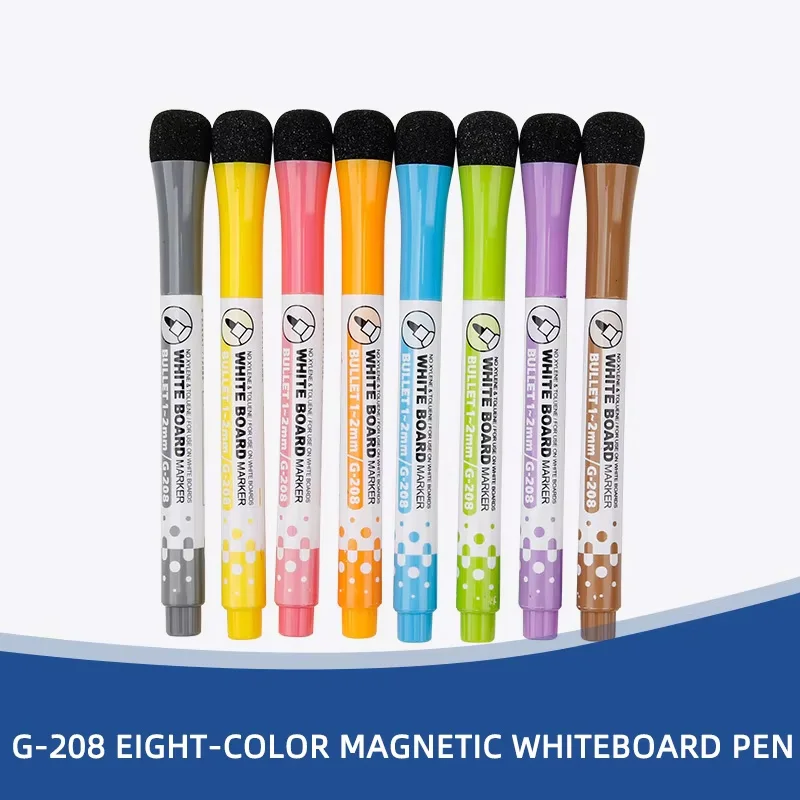 Pennarelli per lavagna bianca colorata magnetica cancellabile a 8 colori Gomma incorporata Materiale scolastico Penna per lavagna Penna da disegno per bambini - immagine 2