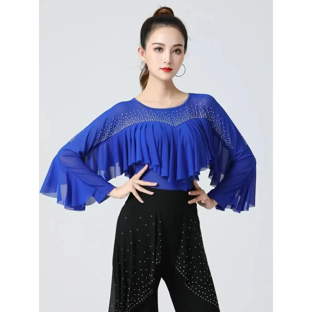 

Ruffle Ballroom Pole Dance Clothing Ballet Standard Woman Tops Latin Costume Elegant Modern Festival Outfit Jazz Street Shirt