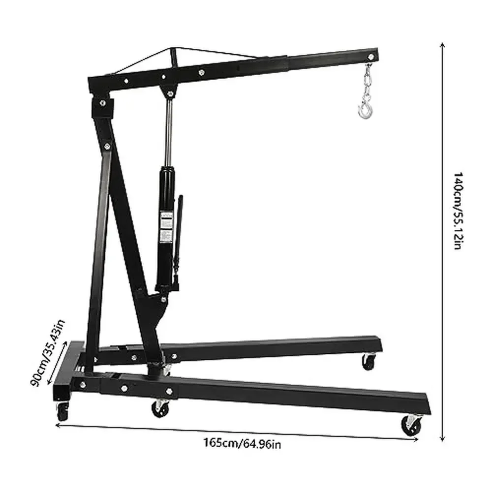 2 Ton Folding Engine Lift Heavy Duty Carbon Steel Hydraulic Shop Engine Crane Cherry Picker Shop Crane Lift 4409Lbs Engine Hoist