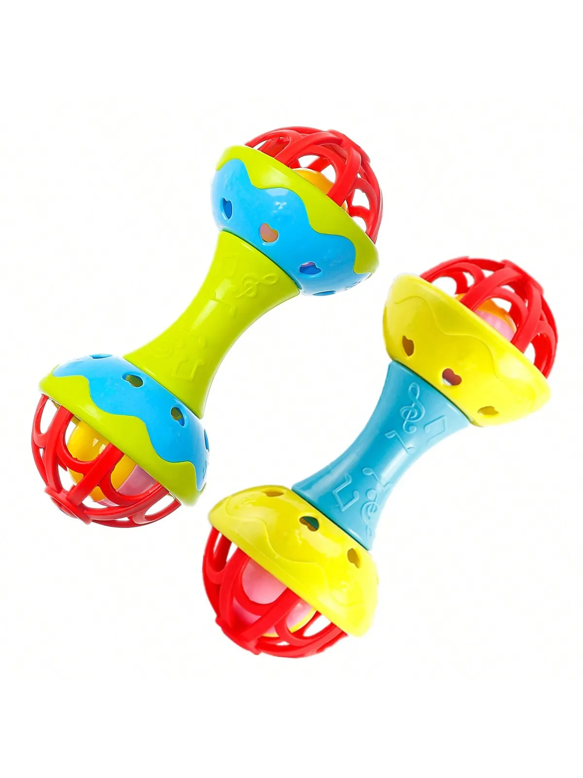 1pc random color Toddler Double-headed Hand Rattles Soothing Hand Grip Rattles Toys Baby Rattle Baby Nibbling Toys Baby Toys 0 -