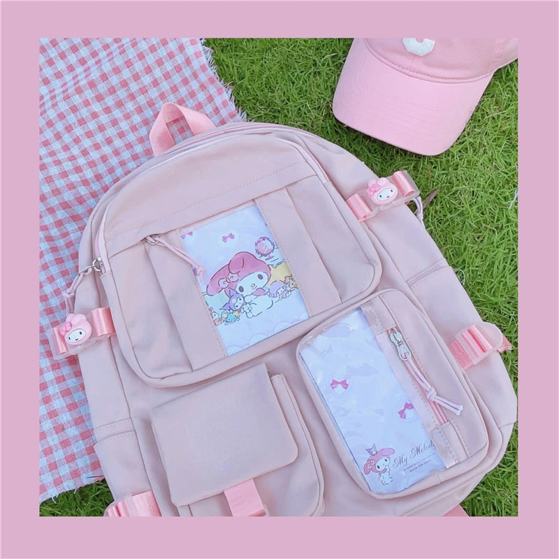 

Новый милый школьный ранец Sanrio в студенческом стиле, рюкзак розового цвета, вместительный рюкзак Ins My Melody