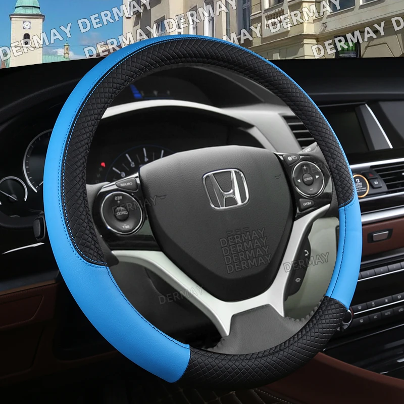자동차 핸들 커버 Honda Civic 용 인조 가죽 스퀘어 엠보싱 2004 2006 2007 2008 2009 2012 2013 2014 자동차 액세서리