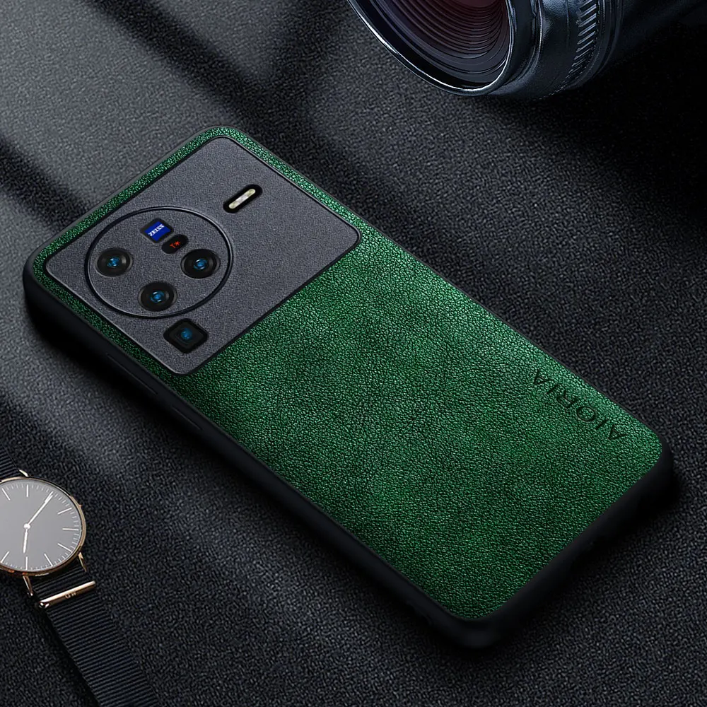 Premium Luxury Leather Business Style Solid Color Phone Case Cover