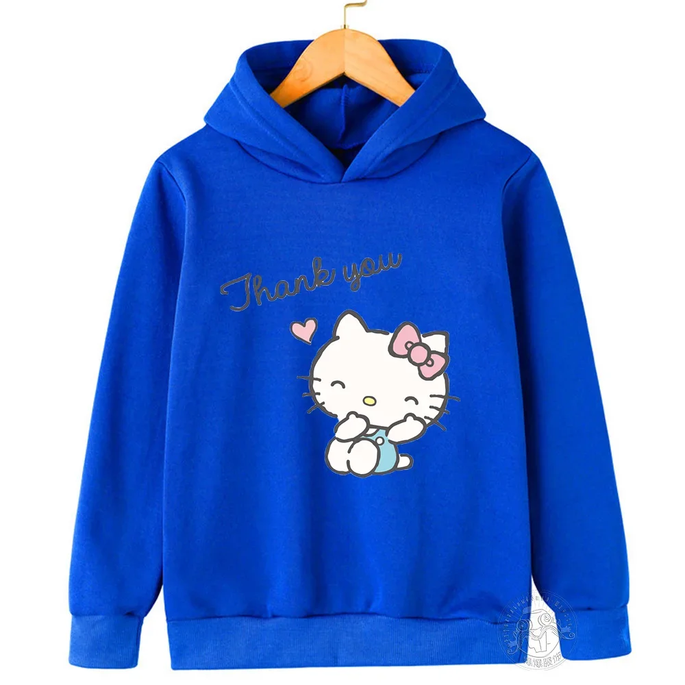 thumbnail image 1 of Sudadera con capucha de Hello Kitty para niños y niñas de 3 a 14 años con dibujos animados de Sunshine, estilo kawaii, informal, para la calle, deportiva, para niños, 1 of 5