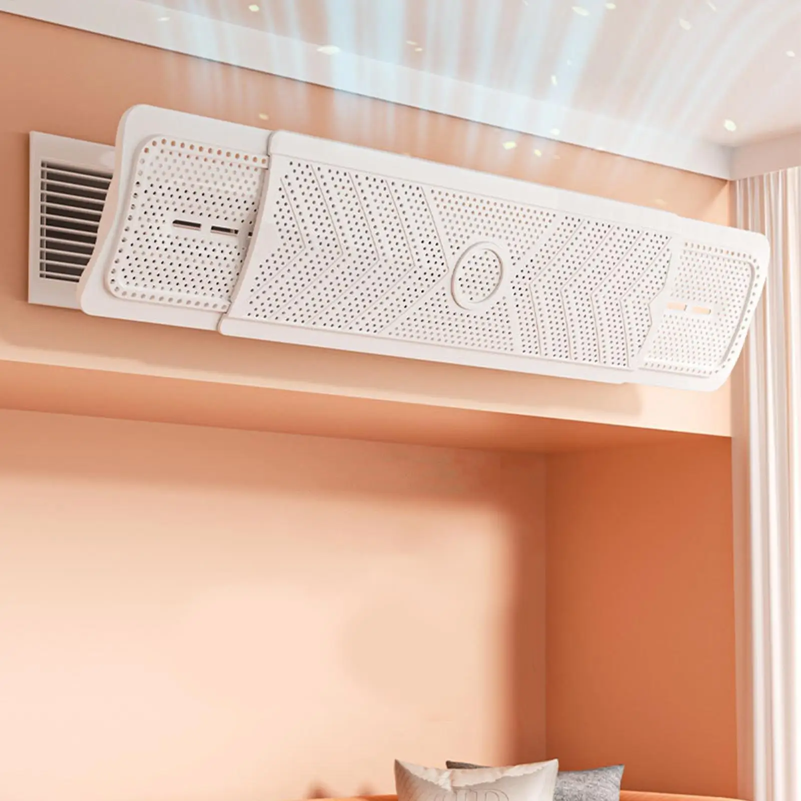 Adjustable Wall-Mounted Air Conditioner Deflector with Anti-Blow Shield