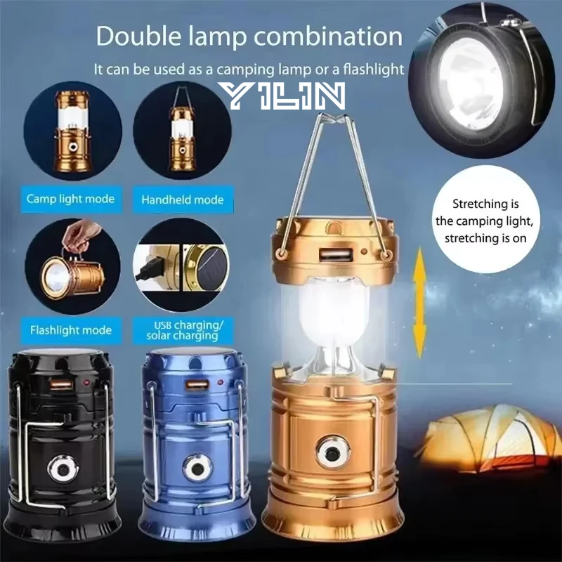 รูปสินค้า โคมไฟพกพาแสงอาทิตย์ LED สำหรับแคมป์ปิ้ง
