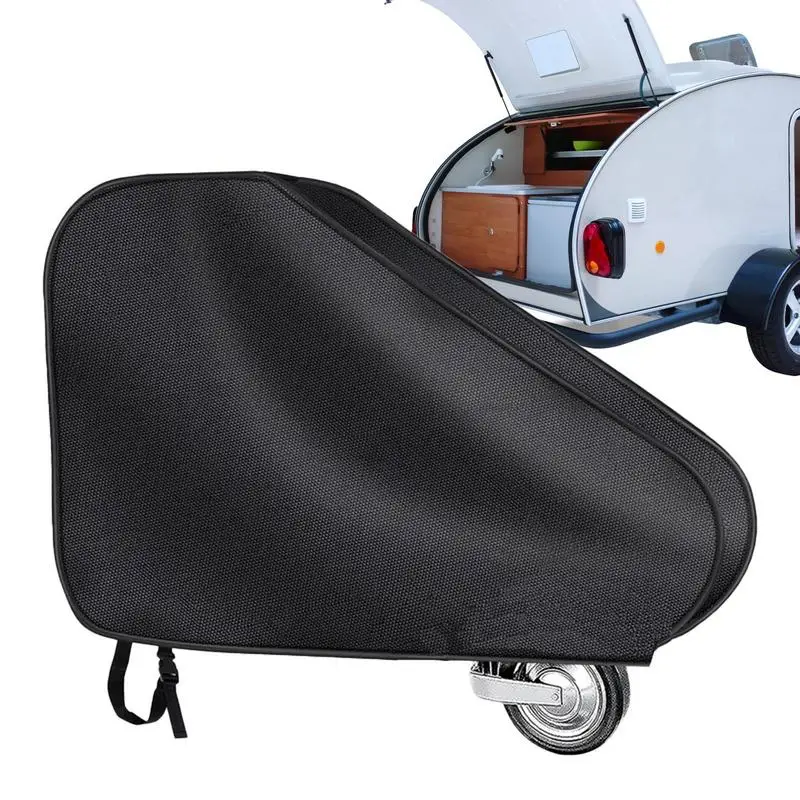 Caravan Hitch Cover Trailer Hitch Lock Covers Waterproof Oxford Cloth Rv Hitch Shade Tongue Jack Cover  with Adjustable Strap