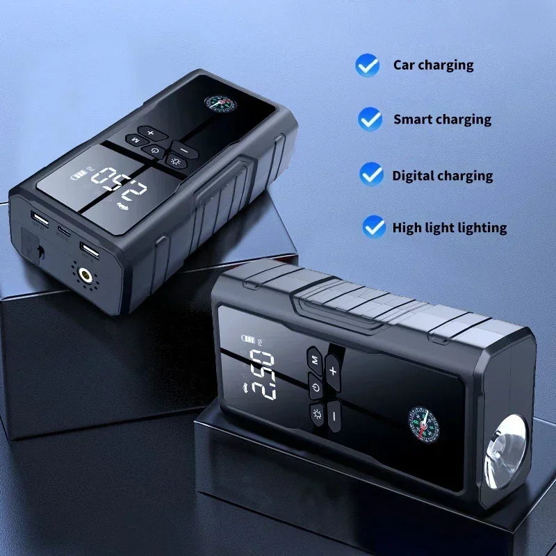 Car Jump Starter Air Pump Power Bank Lighting Portable Air Compressor 4 In 1 Cars Battery Starters Starting Auto Tyre Inflator