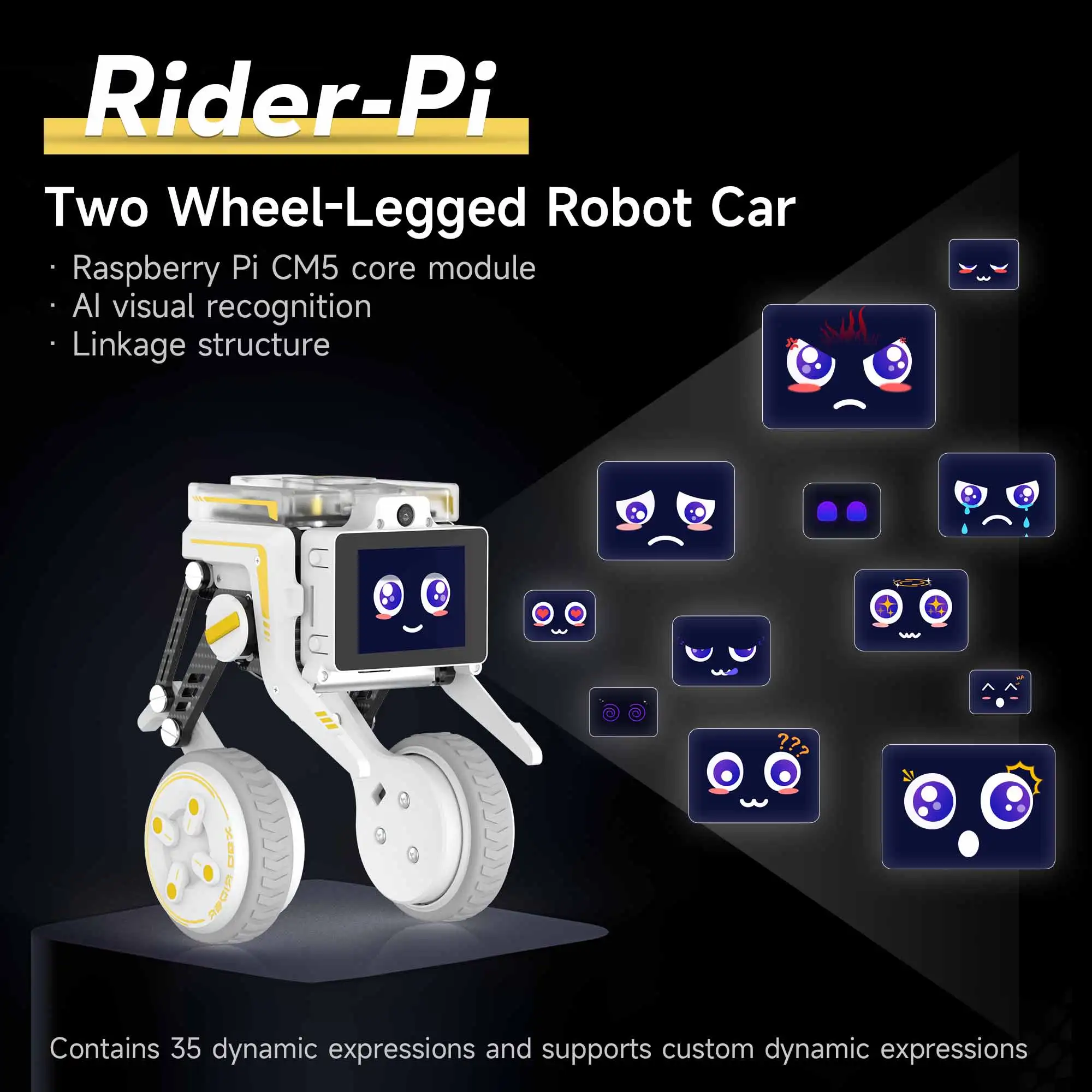Kit per auto robot Raspberry Pi AI Vision Interazione vocale di programmazione Python a due ruote per progetti educativi elettronici fai-da-te