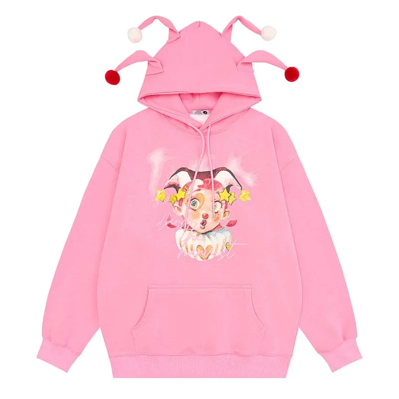 Trendy Clothes For Women American Funny Clown Print Design Hoodie Men And Women Fashion Brand Loose Lovers Hoodie